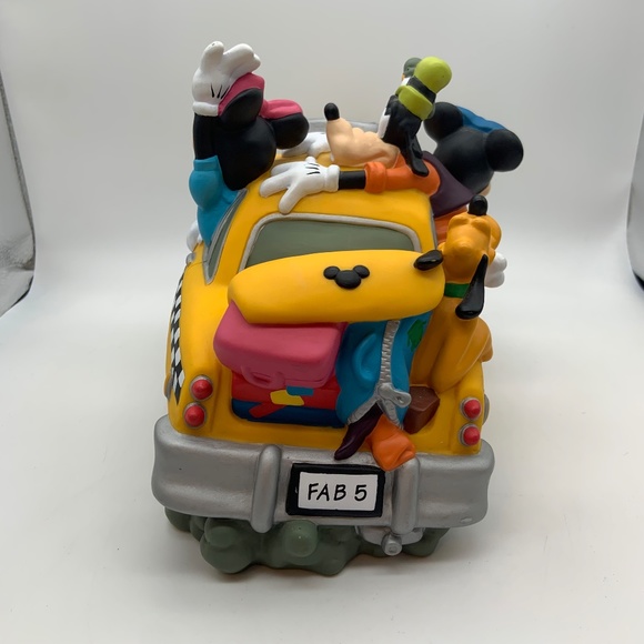Vintage Disney Mickey Mouse and Friends Fab 5 Taxi Duck Cab Co. Fun Coin Bank - Picture 5 of 12